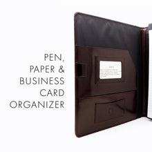 Load image into Gallery viewer, Sierra Italian Leather Letter Pad Folio - Brown -  Pen, Paper, and Business Card Organizer
