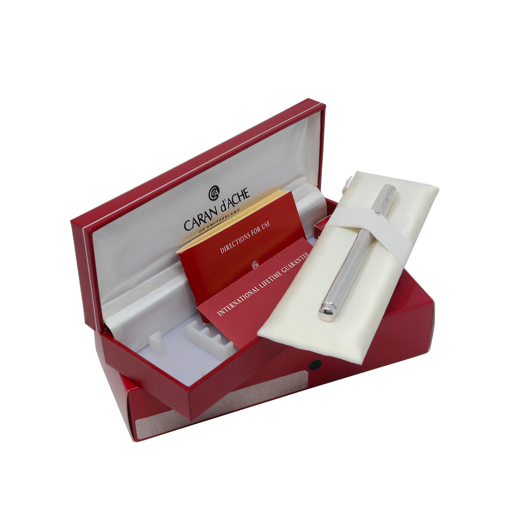 Caran d'Ache Chevron Silver Plated Ecridor  Fountain Pen - Medium Nib