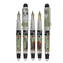 Load image into Gallery viewer, Capped and uncapped views of the green fountain pen.
