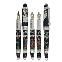 Load image into Gallery viewer, Capped and uncapped views of the black fountain pen.
