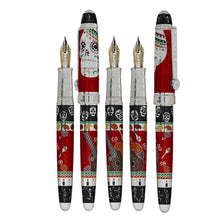 Load image into Gallery viewer, Capped and uncapped views of the red fountain pen.
