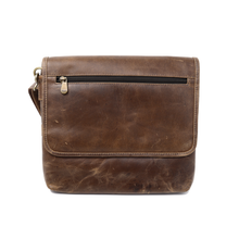 Load image into Gallery viewer, Distressed Leather Slim Crossbody Tablet Messenger - Front
