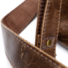 Load image into Gallery viewer, Distressed Leather Slim Crossbody Tablet Messenger - Strap Close Up
