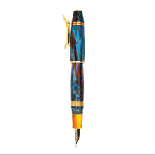 Load image into Gallery viewer, Side view of the fountain pen with the cap posted at the top.
