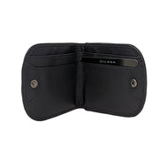 Interior view of the black leather wallet.