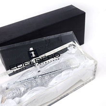 Load image into Gallery viewer, Angled close up to the transparent presentation box and the black box on a white background. 
