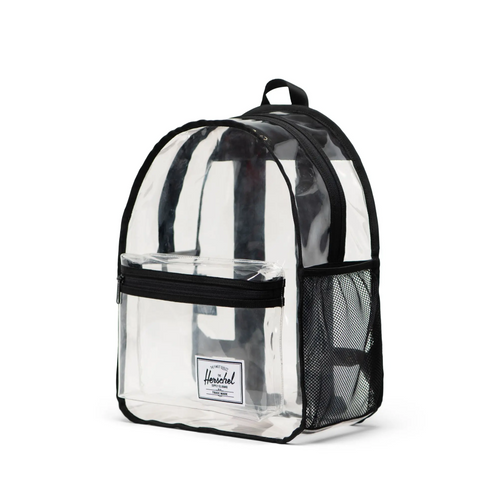 Angled front view of the backpack. 