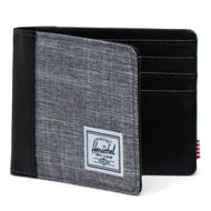 Front view of the Raven Crosshatch Hank wallet, partly opened.