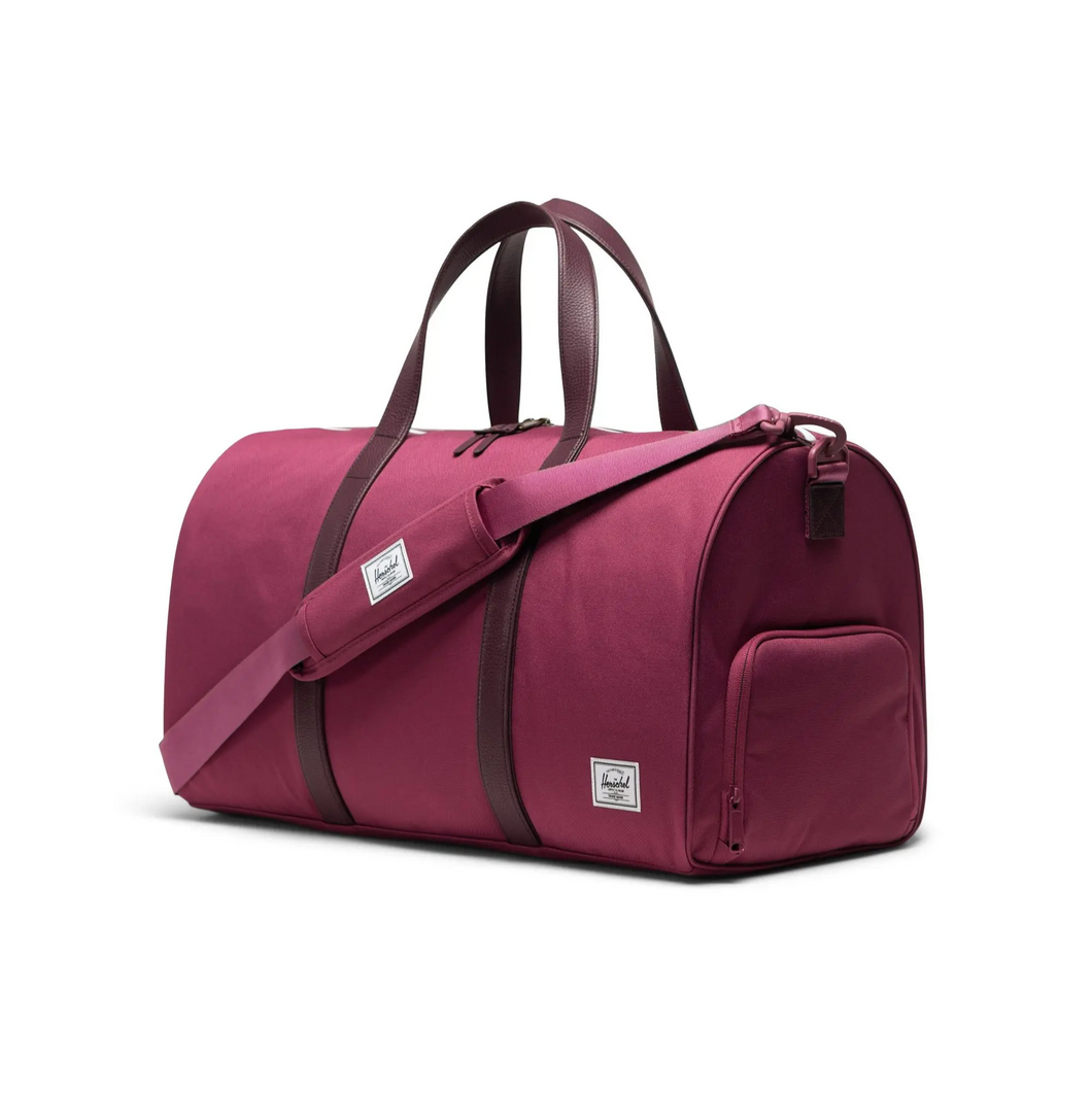 Angled front view of the duffle bag.