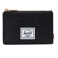 Front panel view of the black cardholder wallet. 