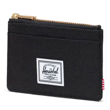 Load image into Gallery viewer, Angled view of the black card holder wallet. 
