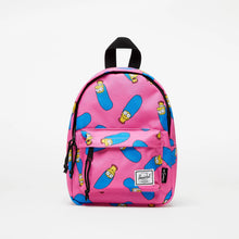 Load image into Gallery viewer, Front view of the pink backpack with marge Simpson pattern.
