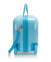Load image into Gallery viewer, Side panel view of the blue Paw Patrol wheeled suitcase for children.
