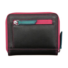 Load image into Gallery viewer, Back panel view of the Black Brights wallet. 
