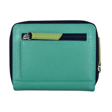 Load image into Gallery viewer, Back panel view of the serenity aqua wallet. 
