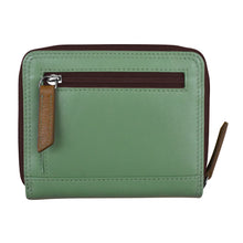 Load image into Gallery viewer, Back view of the green Sage wallet. 
