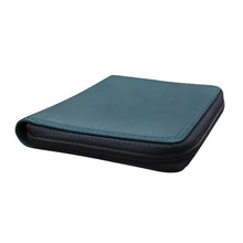 Load image into Gallery viewer, Angled view of the denim wallet. 
