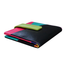 Load image into Gallery viewer, Angled view of the black brite wallet. 
