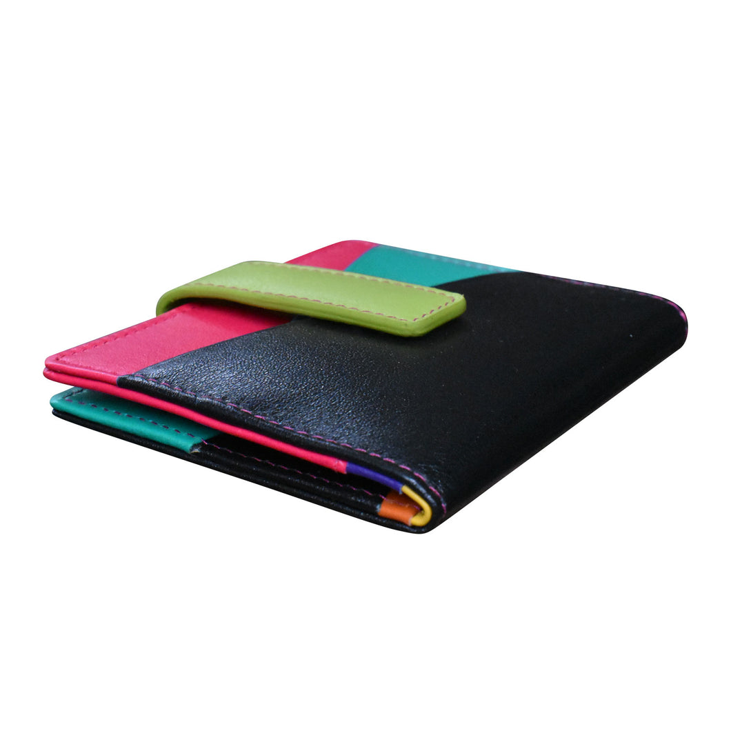 Angled view of the black brite wallet. 