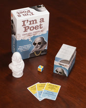 Load image into Gallery viewer, I'm a poet packaging with cards, dice, and small Shakespeare bust figure
