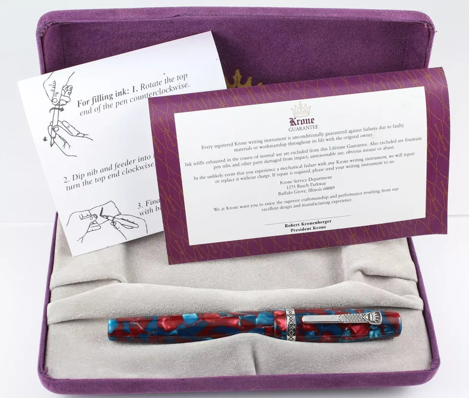 KRONE Boulder Parrot Fountain Pen - RARE - 18k Fine Nib