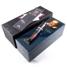 Load image into Gallery viewer, The fountain pen arranged with the presentation box, outer box, and documents.
