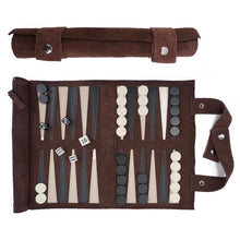 Load image into Gallery viewer, Mocha Backgammon Travel Game Set

