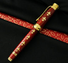 Load image into Gallery viewer, Michel Perchin Fleur-de-lis LE Ruby Red Vermeil Fountain Pen
