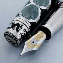 Load image into Gallery viewer, Michel Perchin Year of the Dragon Grey LE Fountain Pen Nib Close UP
