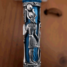 Load image into Gallery viewer, Montegrappa Limited Edition Luxor Blue Nile Silver Fountain Pen  Design Close Up
