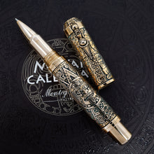 Load image into Gallery viewer, Montegrappa Ancient Mexican Civilization Mayan Calendar Bronze LE Rollerball Pen
