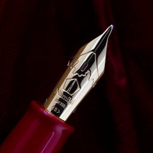 Load image into Gallery viewer, Close up to the fountain pen nib with engraved Mount Fuji, Namiki Logo, 18K-750, <B>
