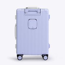 Load image into Gallery viewer, Back panel view of the lavender suitcase. 
