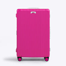 Load image into Gallery viewer, Front panel view of the hot pink suitcase on a white background. 
