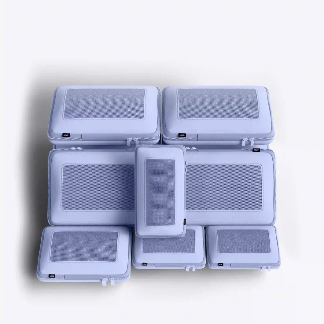 The pack of six black packing cases arranged in a white background