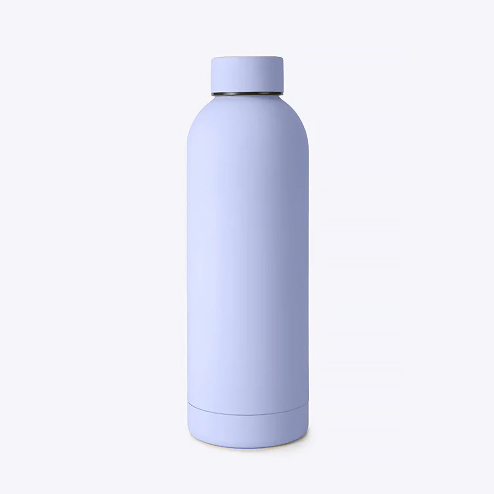 Lavender water bottle on a white background.