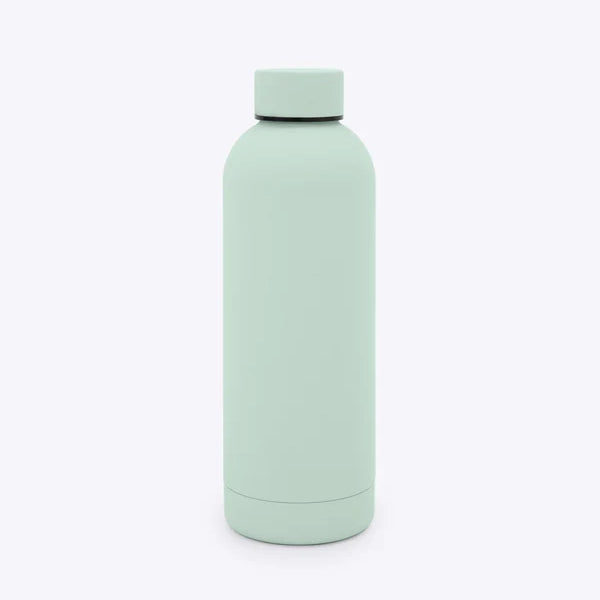 Light green water bottle on a white background