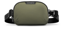 Load image into Gallery viewer, Front view of the olive green sling bag. 
