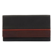 Front view of the brown leather clutch wallet 