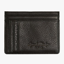 Load image into Gallery viewer, Front view of the black card wallet with Osgoode Marley RFID embossing. 
