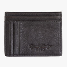 Load image into Gallery viewer, Front view of the storm dark gray card wallet with Osgoode Marley RFID embossing. 
