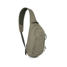 Load image into Gallery viewer, Angled front panel view of the tan sling bag.
