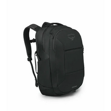 Load image into Gallery viewer, Angled front view of the black backpack. 
