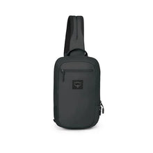 Load image into Gallery viewer, Front view of the black sling bag with Osprey logo.
