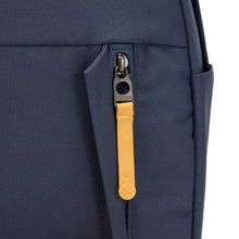 Load image into Gallery viewer, Close up to the blue backpack's zipper.
