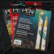 Load image into Gallery viewer, Pen World Magazine Bundle &amp; Hot Pink Lizard Embossed Leather Single Pen Case
