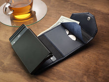 Load image into Gallery viewer, Interior view of the navy blue wallet.
