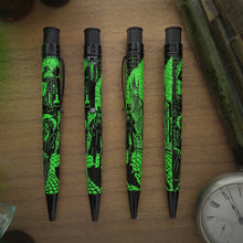 Load image into Gallery viewer, Four pens arranged to show the front, back an sides of its design. 

