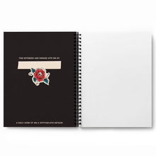 Load image into Gallery viewer, The sketch book&#39;s front cover flipped open. The printed text reads: &quot;This notebook was marked with ink by&#39; with a blanks pace to write your name. Below, it says: &#39;A daily does of ink &amp; attitude with Retro51&#39;. 
