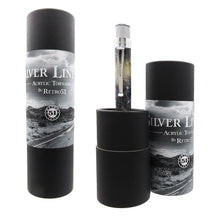 Load image into Gallery viewer, Acrylic tornado rollerball with 'Silver Lining' packaging on a white background.
